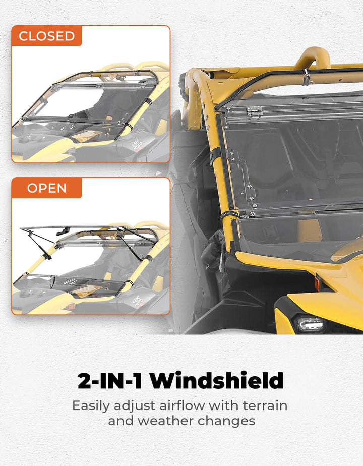 Flip Windshield Scratch Resistant for Can-Am Maverick R 2024+