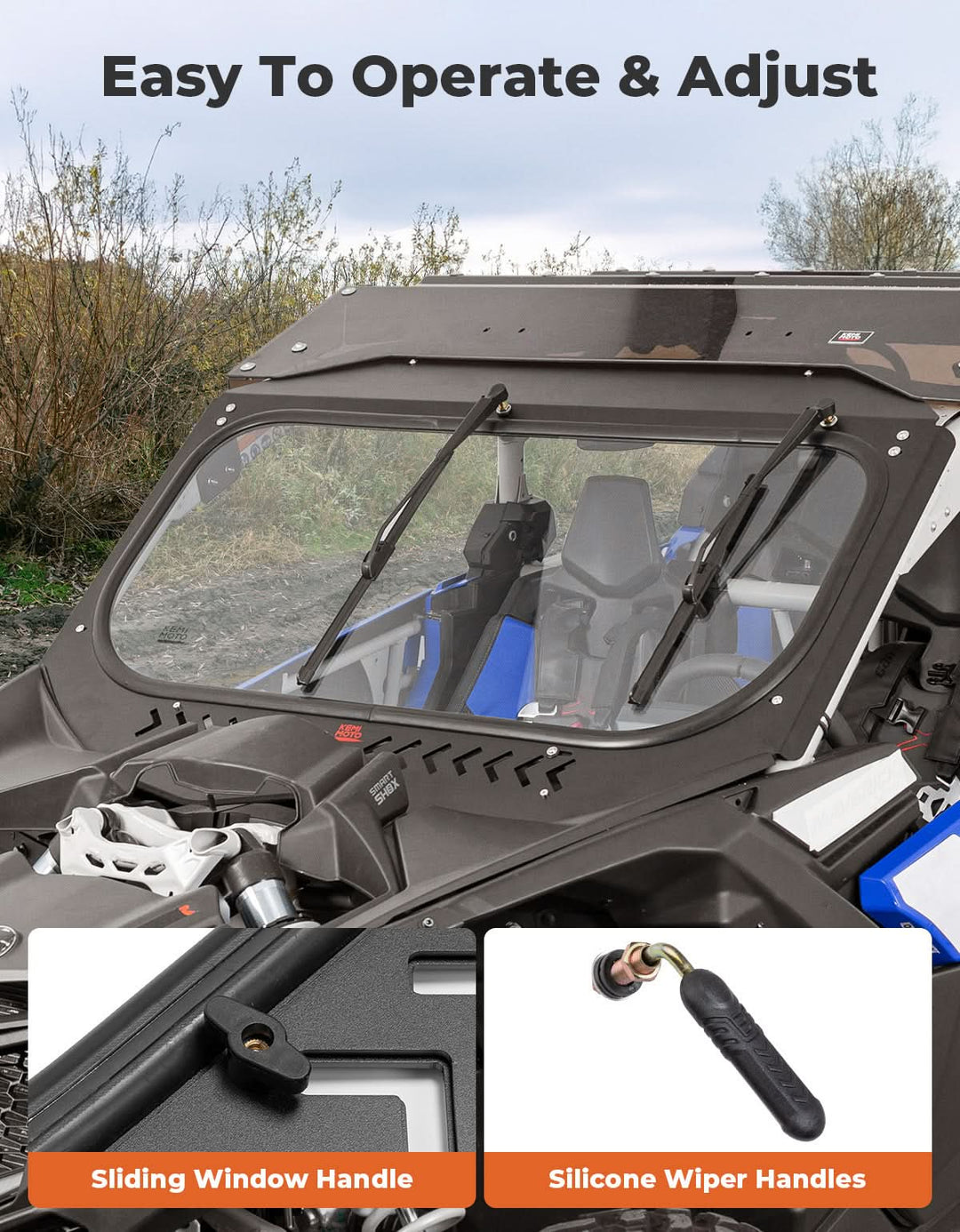 Glass Windshield with Sliding Vents for Can-Am Maverick X3 / X3 MAX - Kemimoto