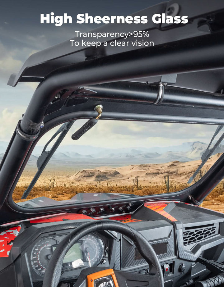 Glass Windshield with 2 Manual Wipers for 2019-2023 Polaris RZR XP 1000 /Turbo