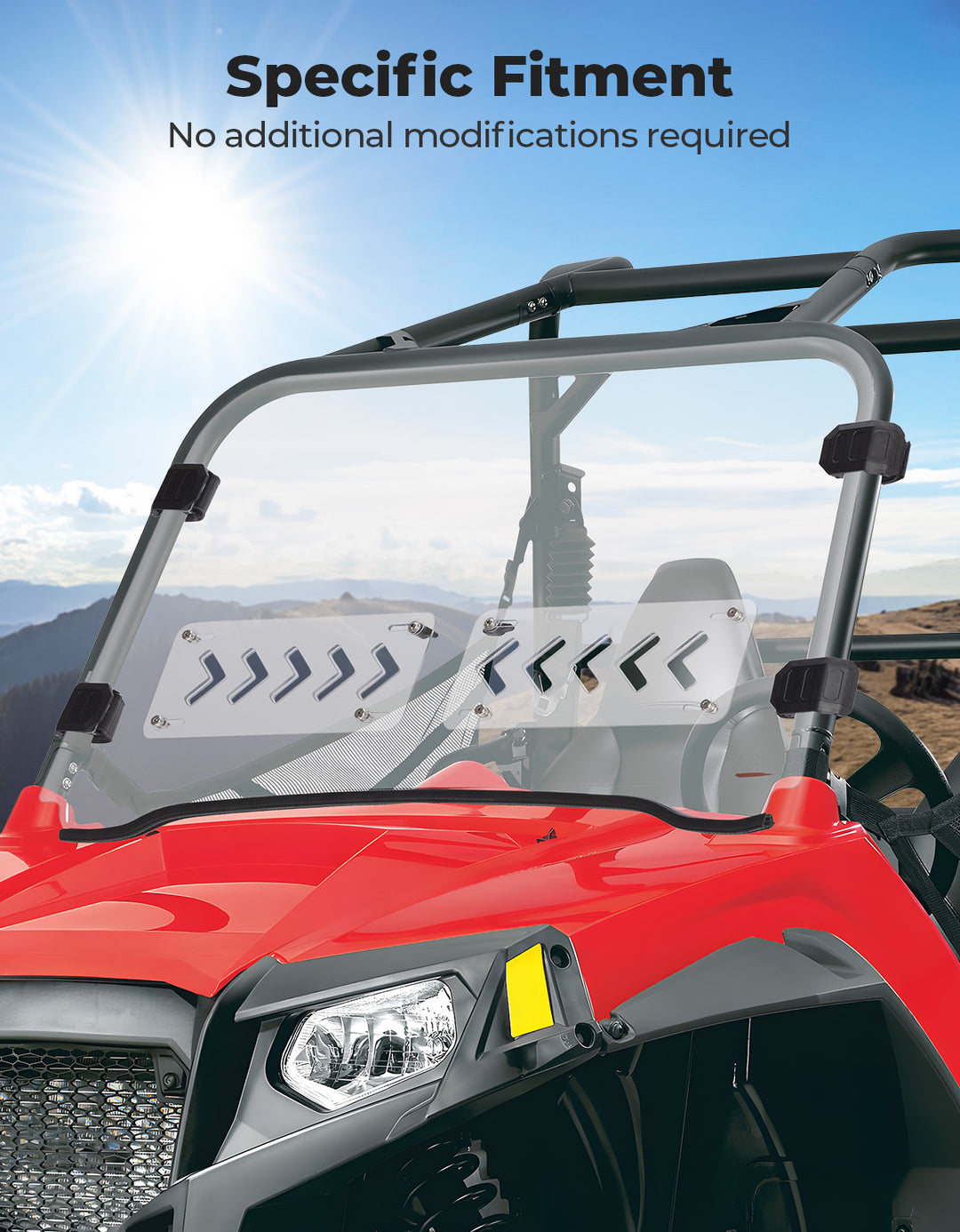 Parabrisas plegable 3 en 1 resistente a los arañazos compatible con Polaris RZR 1000