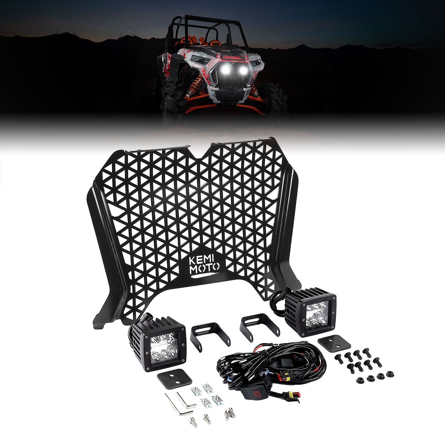 UTV Metal Front Grill Light for Polaris RZR XP 1000/Turbo