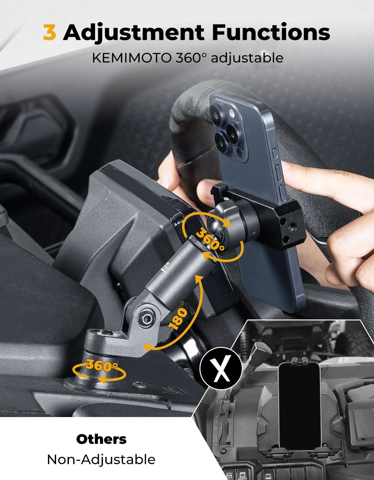 Kemimoto Aluminum Phone Mount for CFMOTO ZForce 950 Sport 2023+