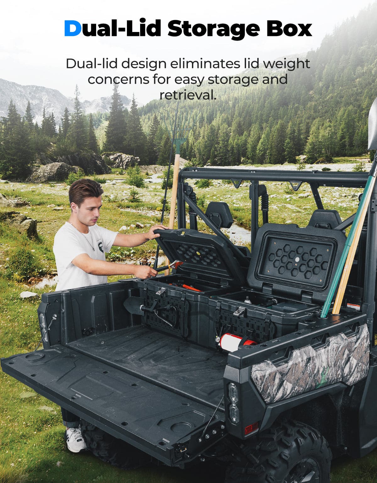 110L/29Gal UTV Bed Storage Box For CFMOTO Uforce 1000 | 1000XL