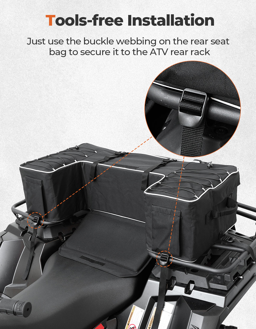 55L ATV Rear Storage Bags w/ Seat Cushion for Sportsman Scrambler TRX FourTrax