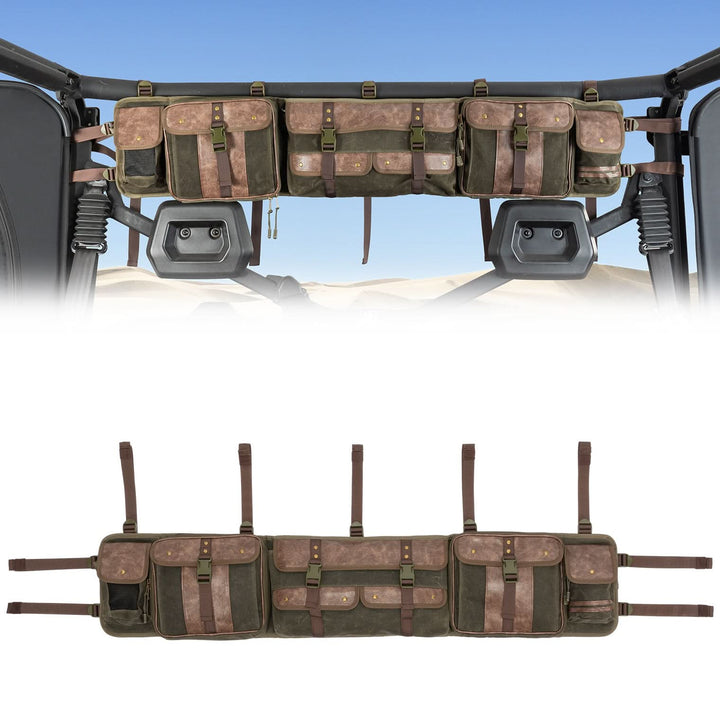 UTV Roll Cage Organizer Bag Leather for Ranger RZR Pioneer Talon Defender