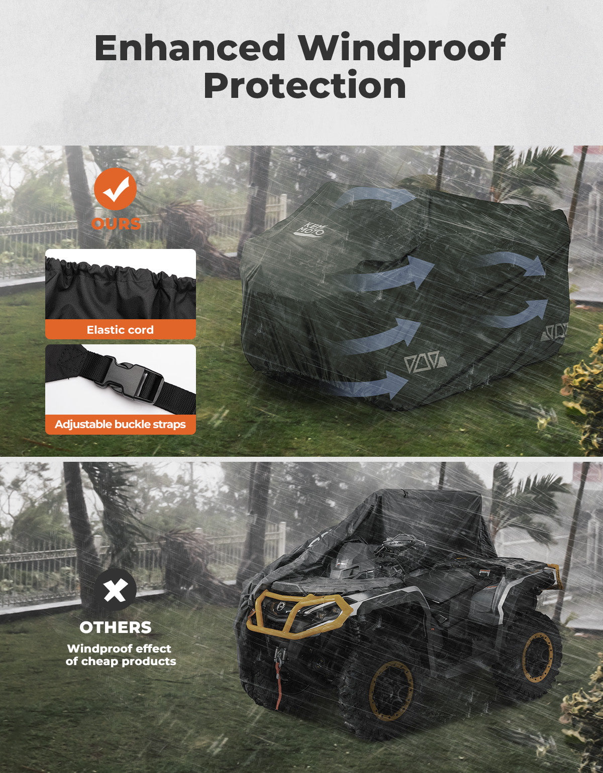 Universal ATV Waterproof Cover 96'' X 49'' X 47'' 300D Oxford fabric