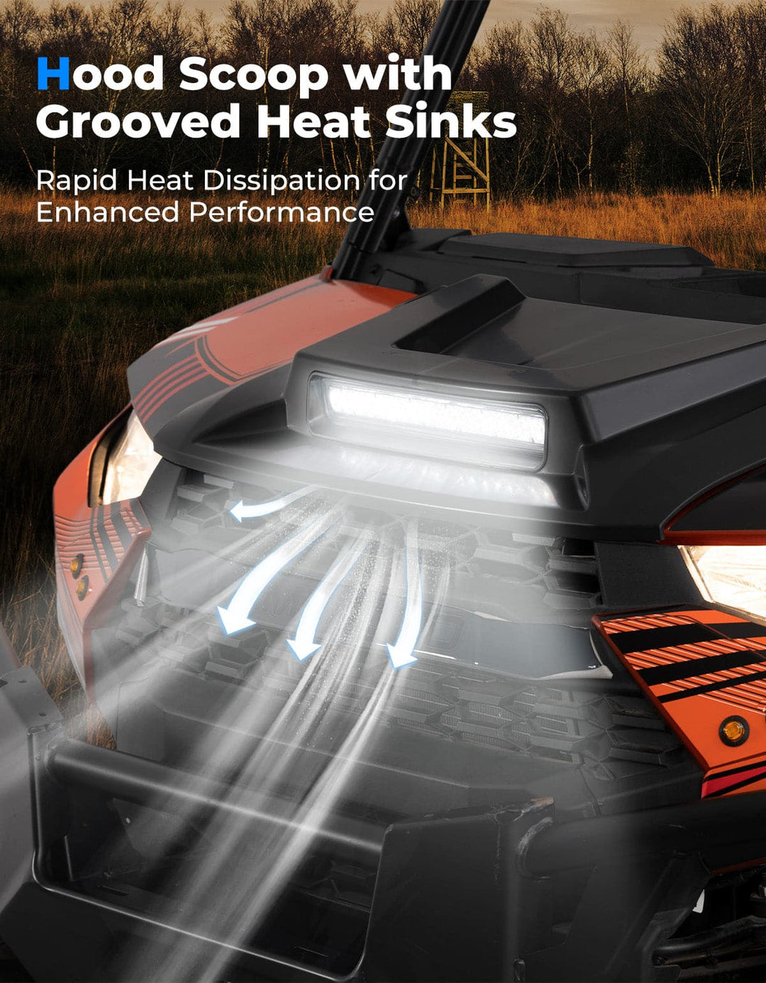 Hood Scoop with LED Spot Light for Polaris Ranger XP 1000/ Crew