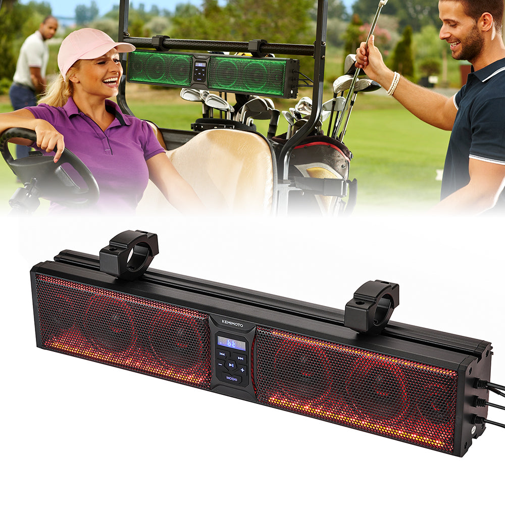 6 Speaker 26 Inch RGB Bluetooth Sound Bar for Golf Carts - Kemimoto