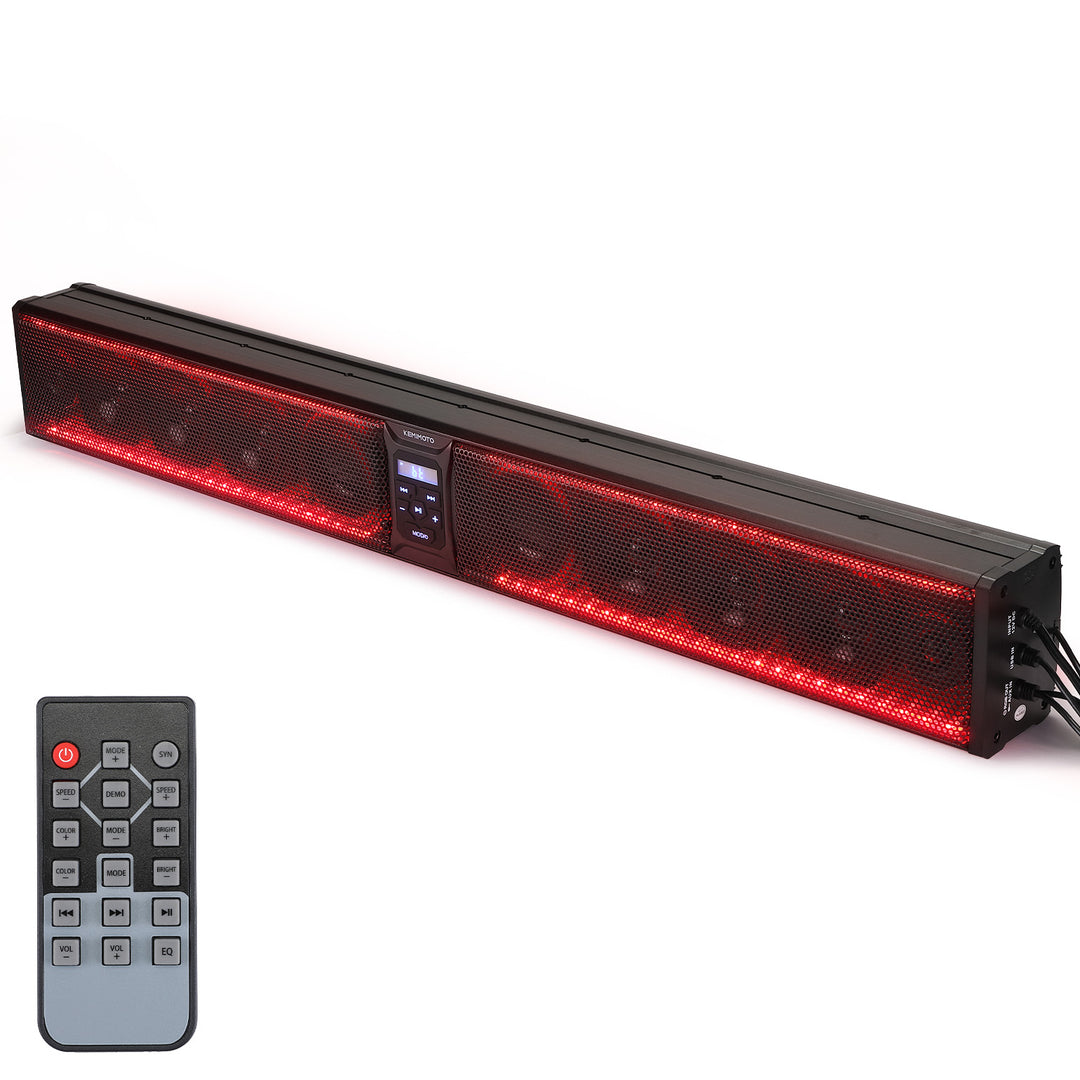 10 Speaker Aluminum RGB Sound Bar for UTV Golf Cart Marine with 1.25 in-2 in Roll Bar