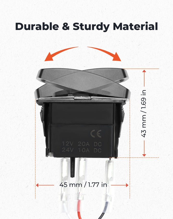 Interrupteur marin illuminé à fouet lumineux 12V