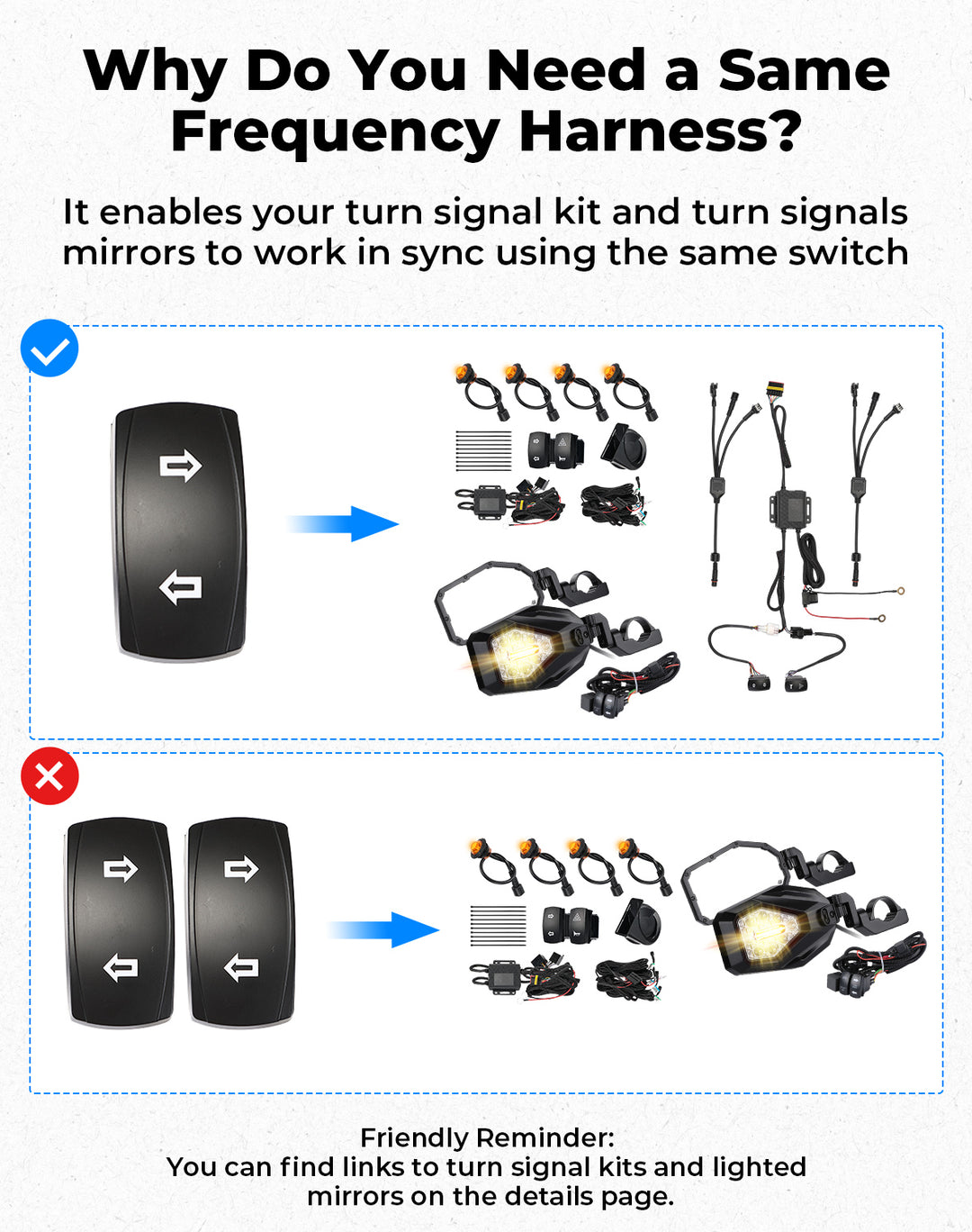 Turn Signal Harness: Synchronize KM Turn Signal Mirrors and Kits with One Switch