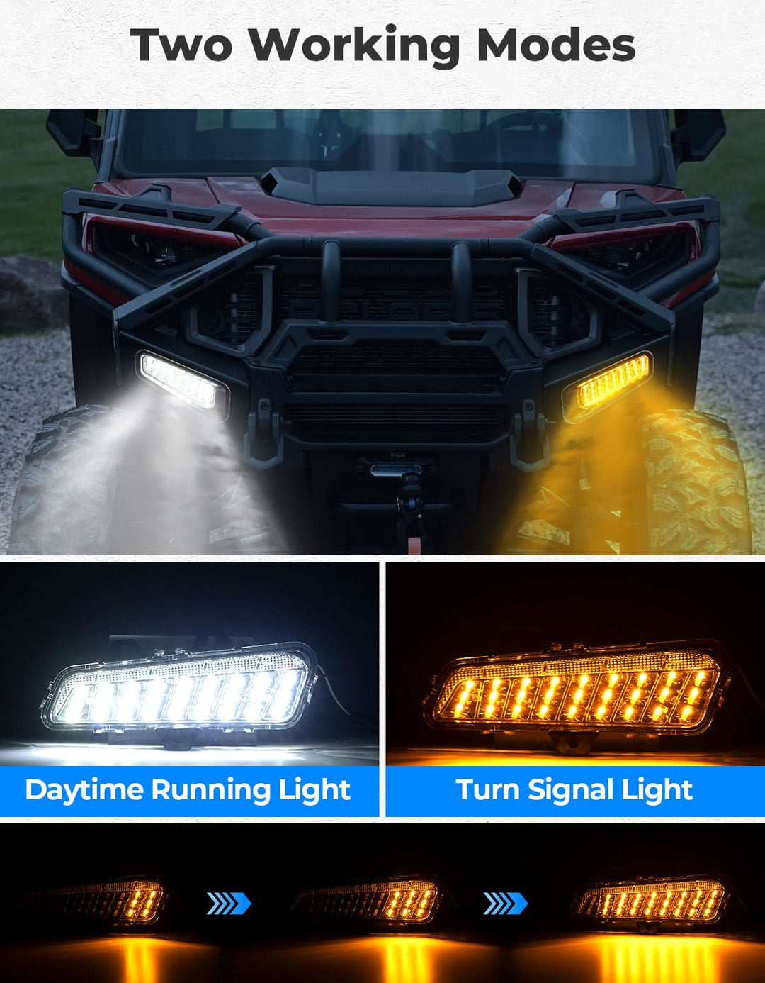 LED Front Bumper Lights for Polaris Ranger XD 1500 / CREW 2024-2025