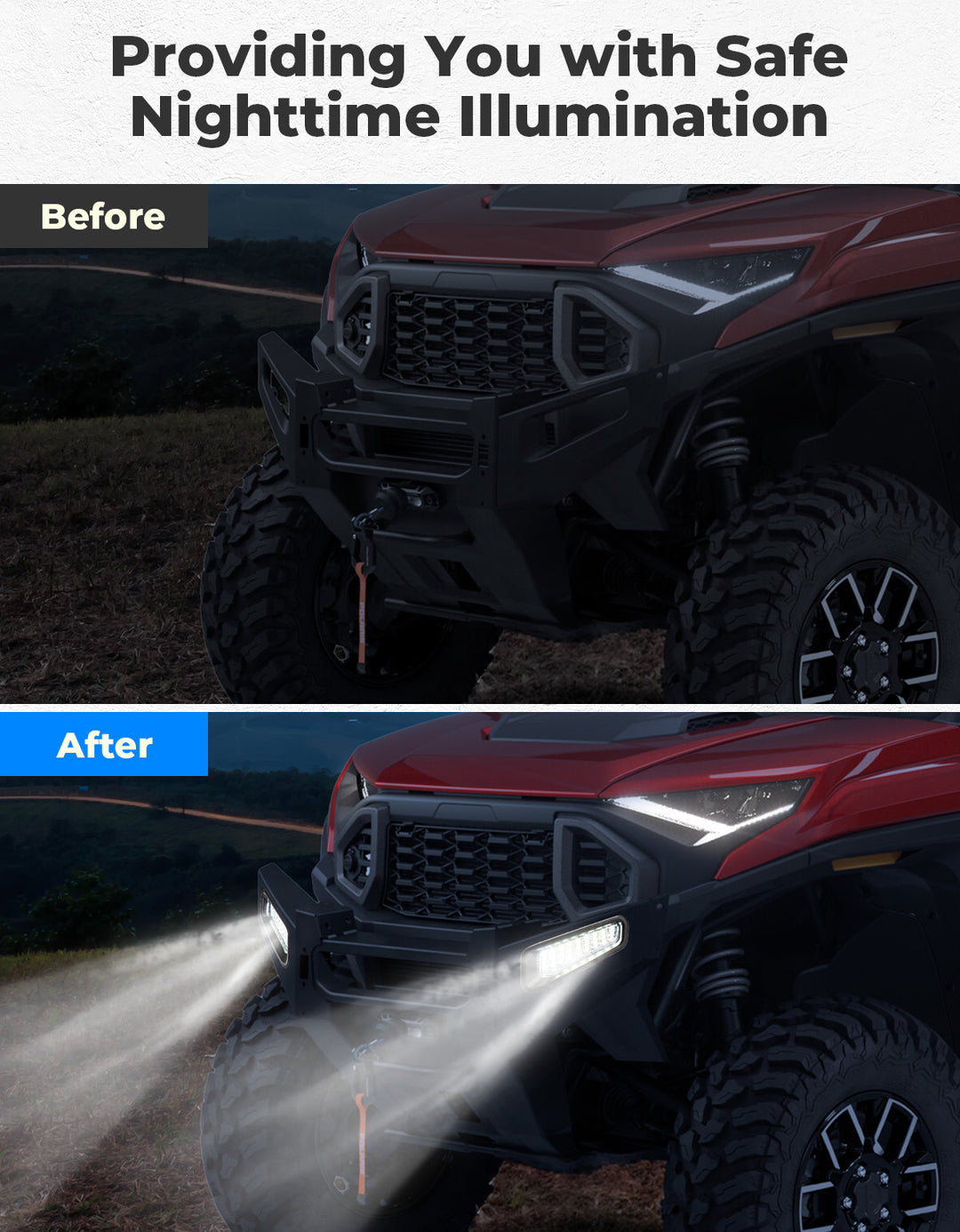 Front Brushguard Auxiliary Lights for Polaris Ranger XD 1500 / CREW 2024 2025