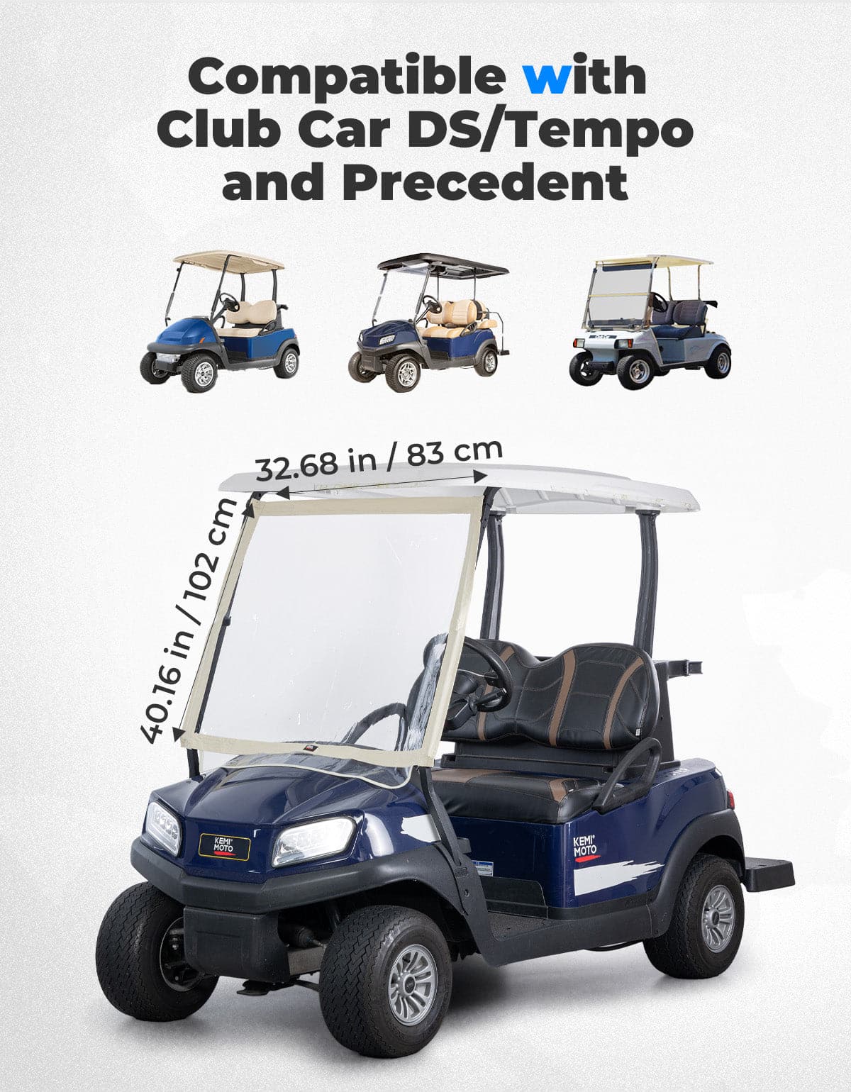 Foldable Golf Cart Windshield for Club Car DS, Tempo, Precedent