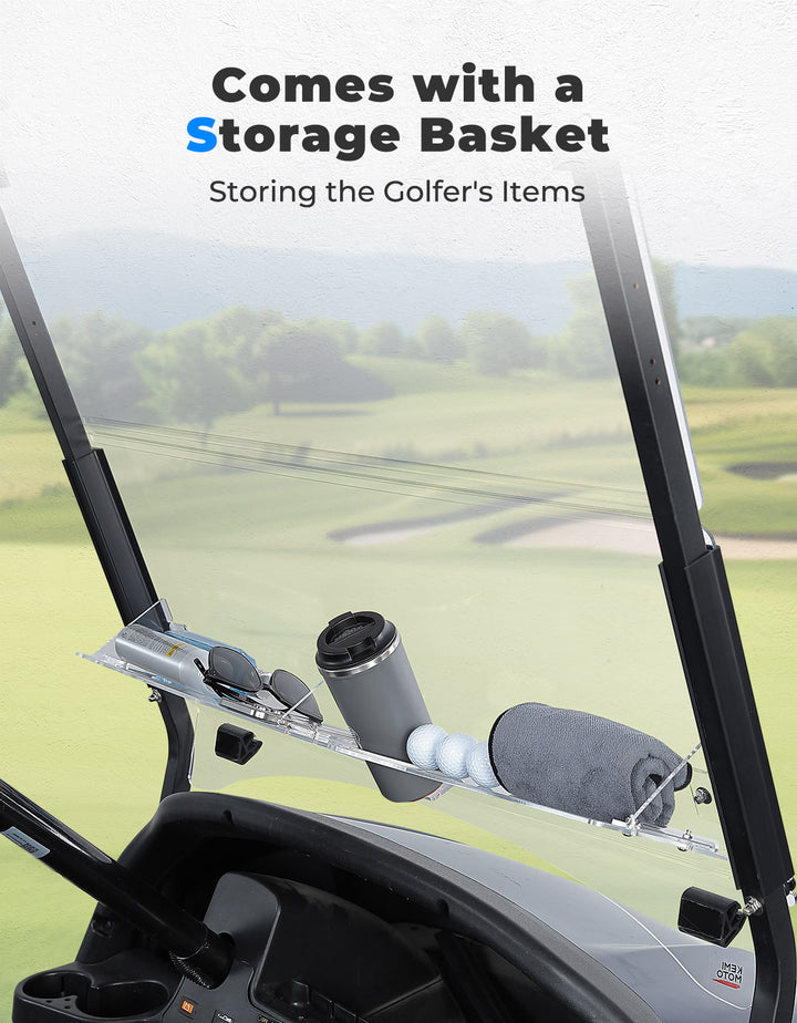 Clear Foldable Windshield W/ Storage Basket for Club Car Precedent - Kemimoto