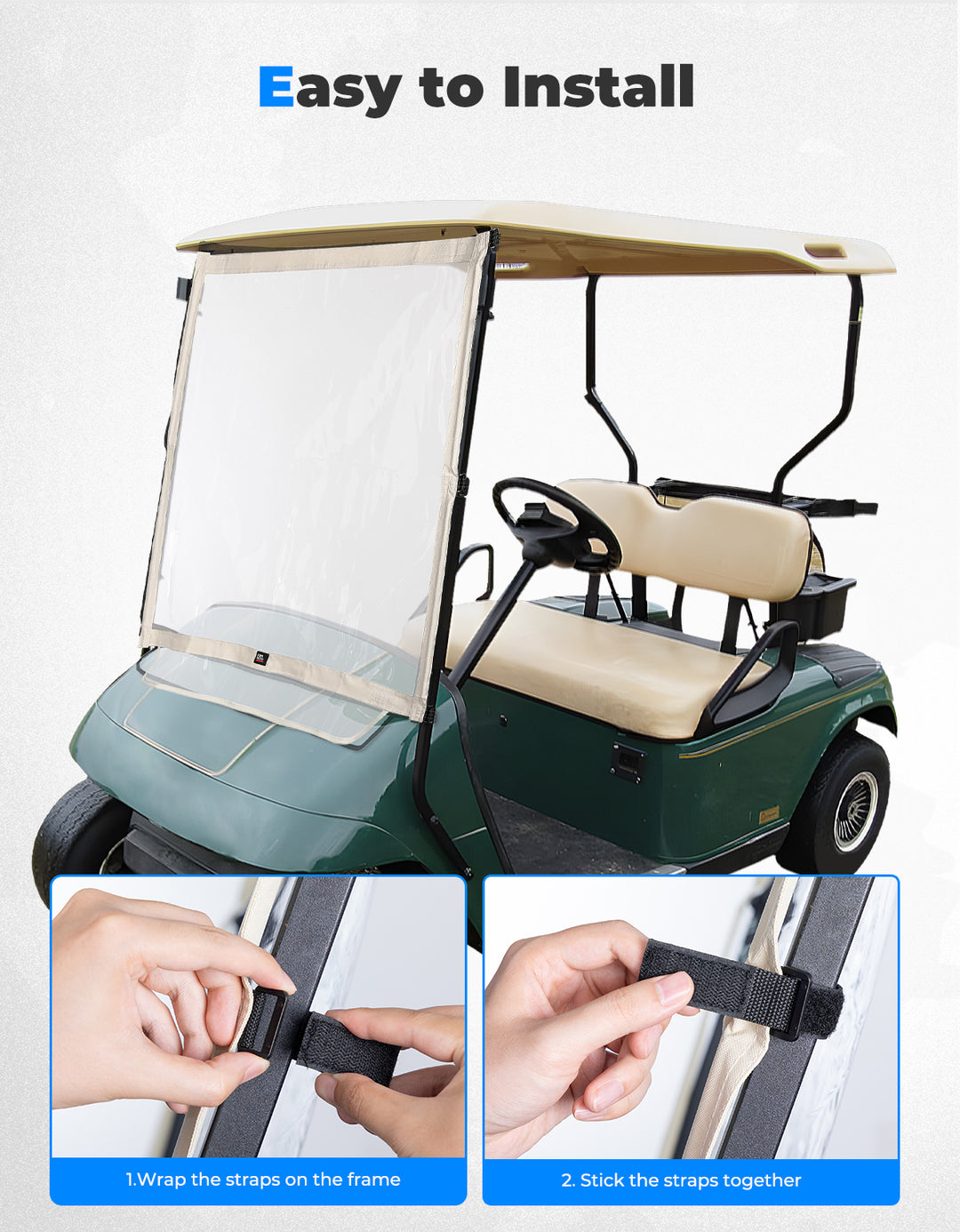 Foldable Golf Cart Windshield for EZGO TXT 1994-2013