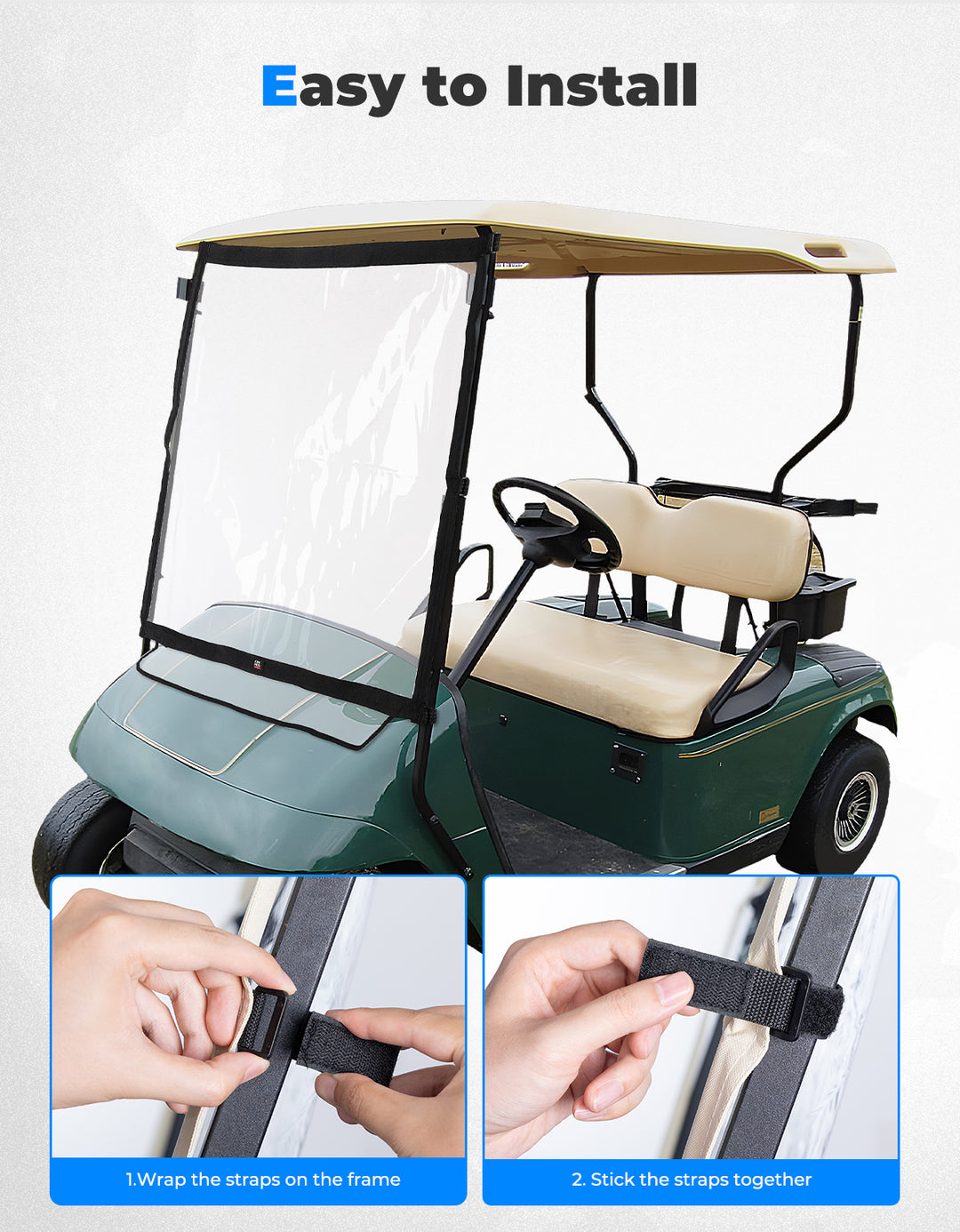 Foldable Golf Cart Windshield for EZGO TXT 1994-2013