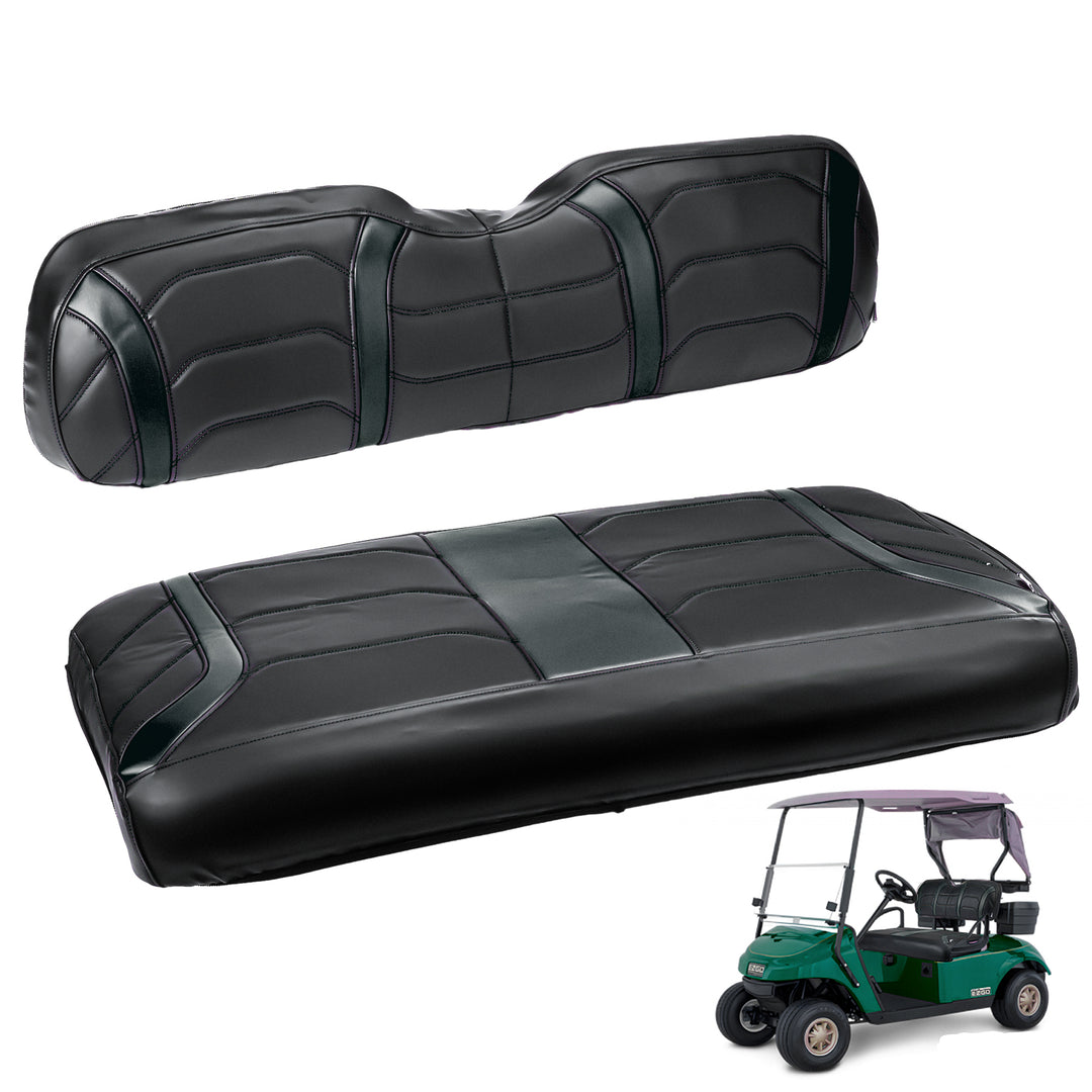 Front Seat Covers for EZGO TXT, Staple-Free, Black and Gray - Kemimoto