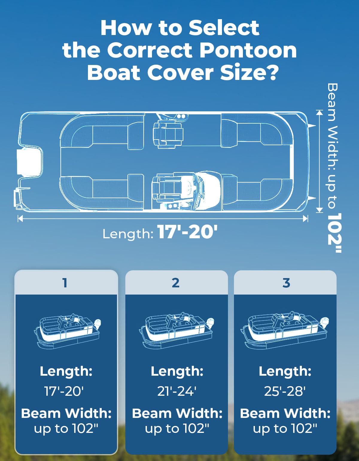 Pontoon Boat Cover 21-24ft, Heavy Duty 600D UV Resistant