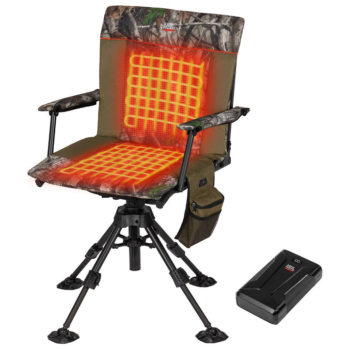 Heated Hunting Blind Chair 360 Degree Silent Swivel with 20000mAh Battery