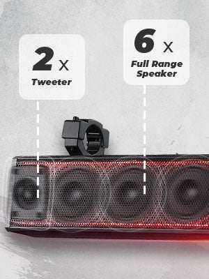 33 Inch 8-Speaker RGB UTV Bluetooth Sound Bar for 1.75''-2.25'' Roll Bar - Kemimoto