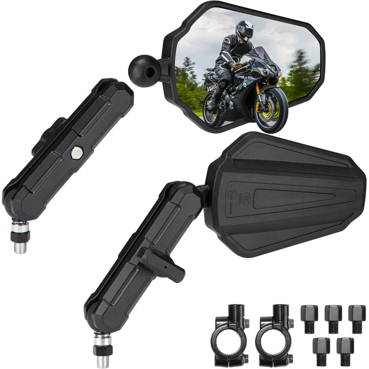 Adventure Motorcycle Mirrors M8 M10 Bolt Handlebar Mount