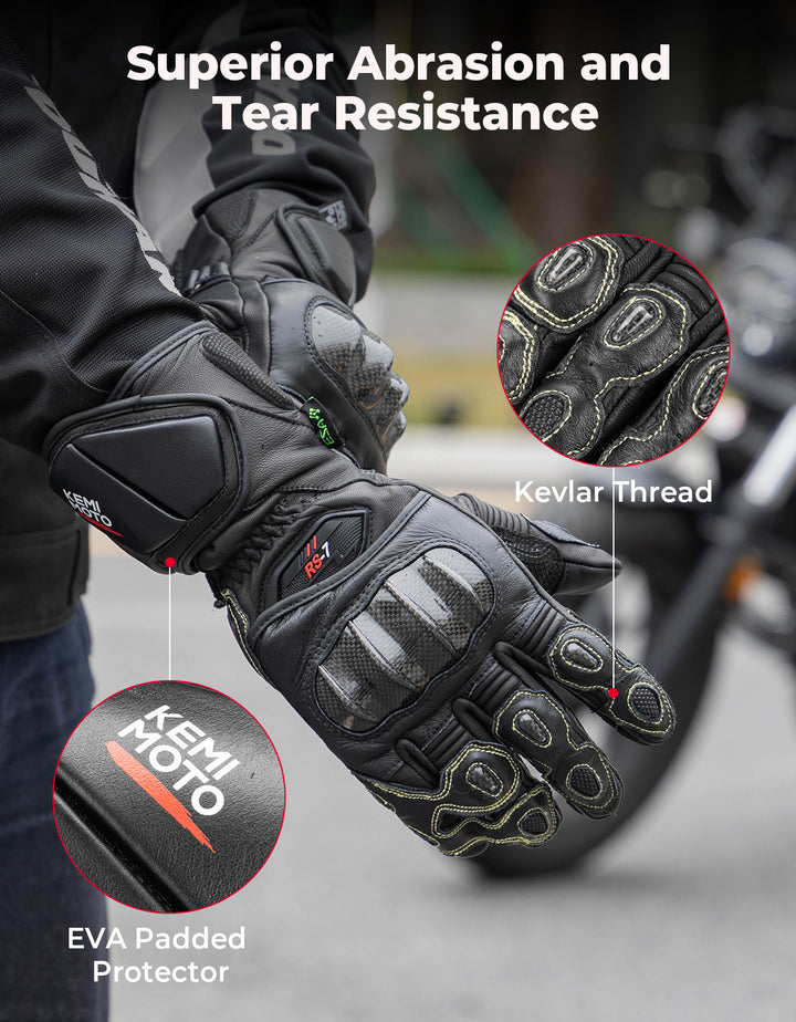 Carbon Fiber Motorcycle Gloves – Kevlar Stitch, ESA Padding & Touchscreen