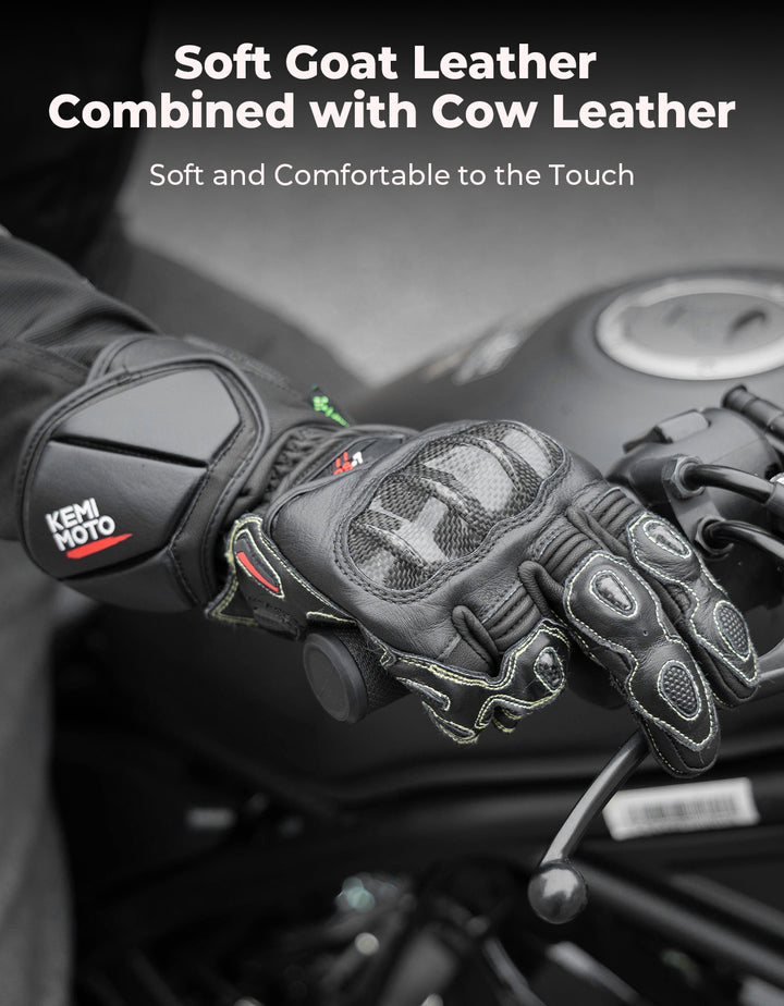 Carbon Fiber Motorcycle Gloves – Kevlar Stitch, ESA Padding & Touchscreen