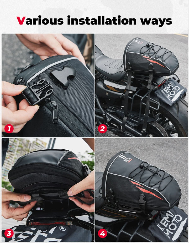 10L Motorcycle Tail Bag, Sports Motorbike Rear Rack Bag