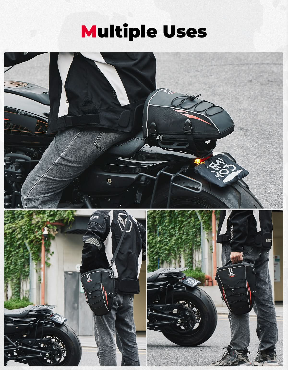 10L Motorcycle Tail Bag, Sports Motorbike Rear Rack Bag