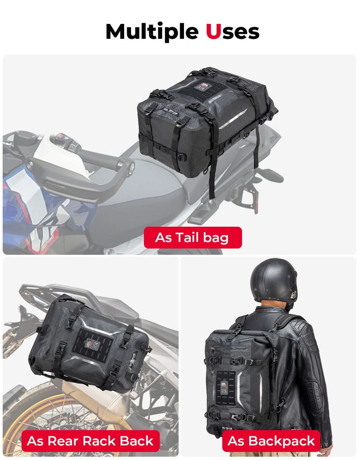 Motorcycle Tail Bag 35L Totally Waterproof Backpack