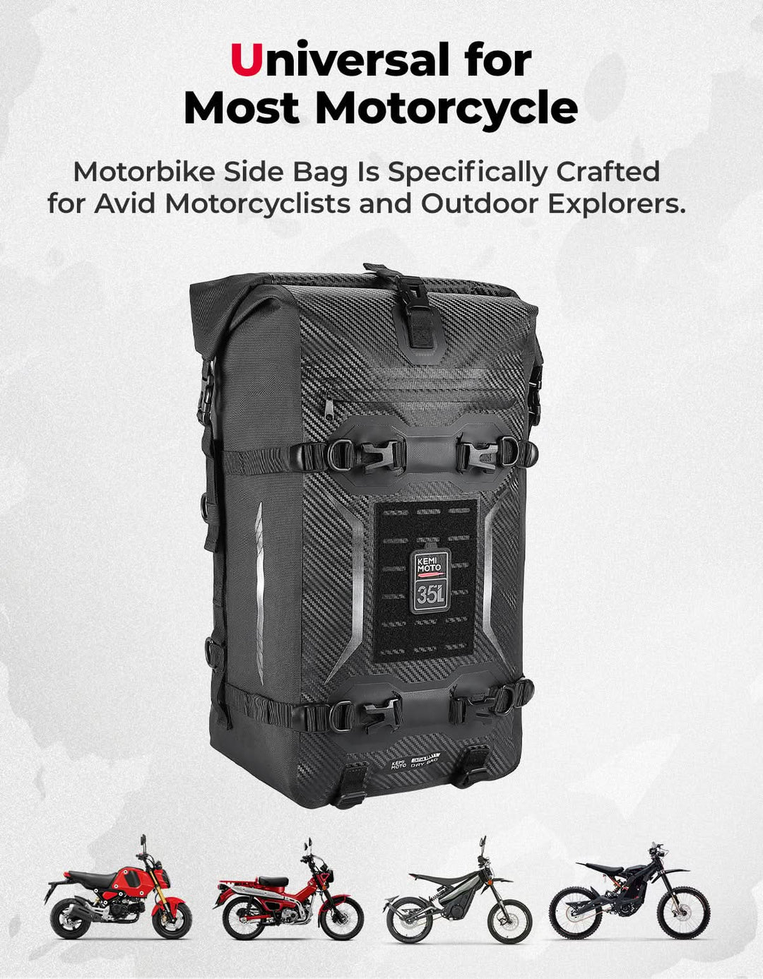 Motorcycle Tail Bag 35L Totally Waterproof Backpack