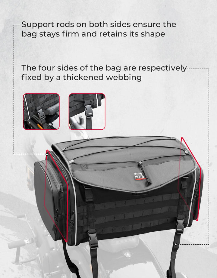 Motorcycle Tail Bag, 50L Expandable Helmet Bag Luggage Backpack