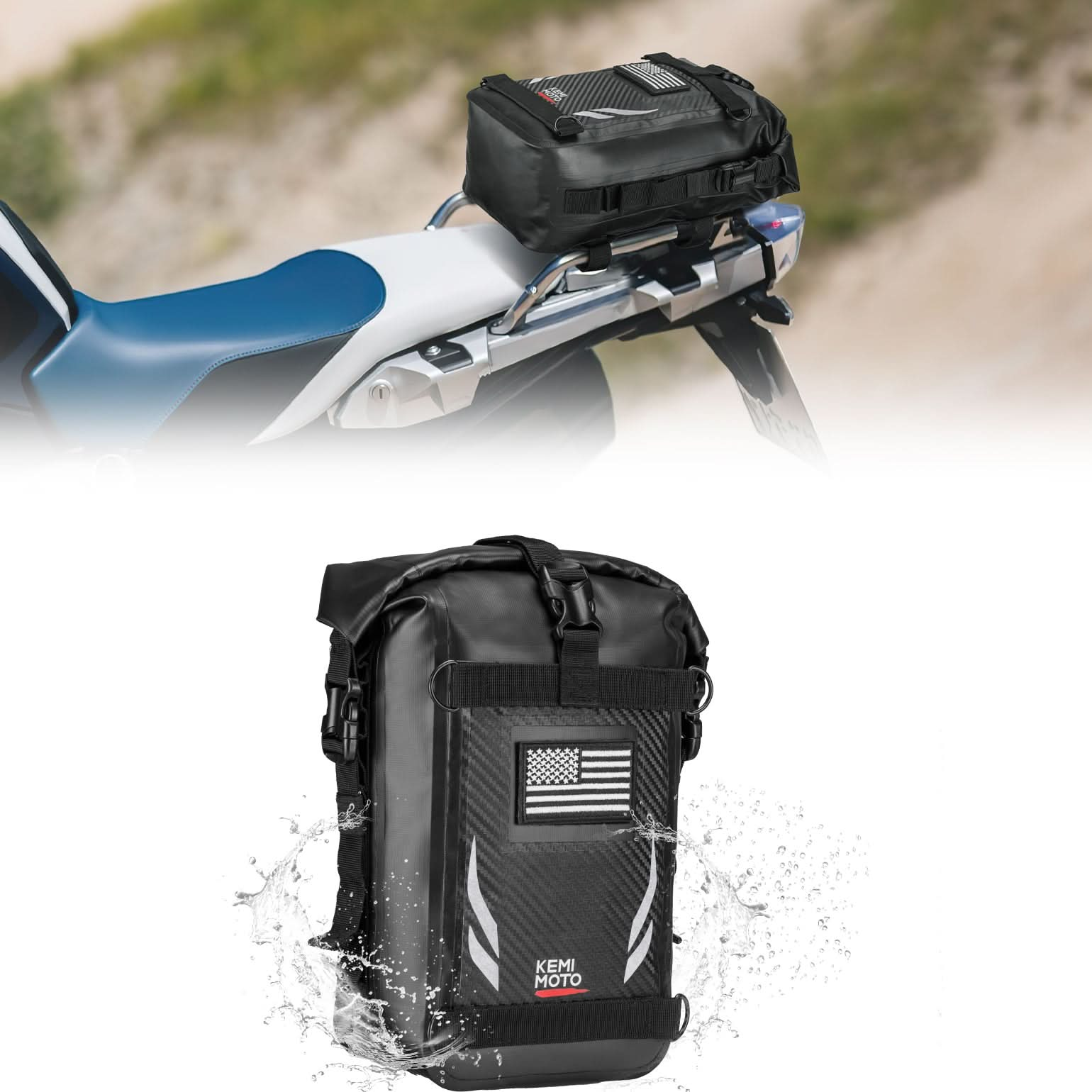 Universal Waterproof Motorcycle Tail Bag for Dirt Bike Adventure 6.5L Grey