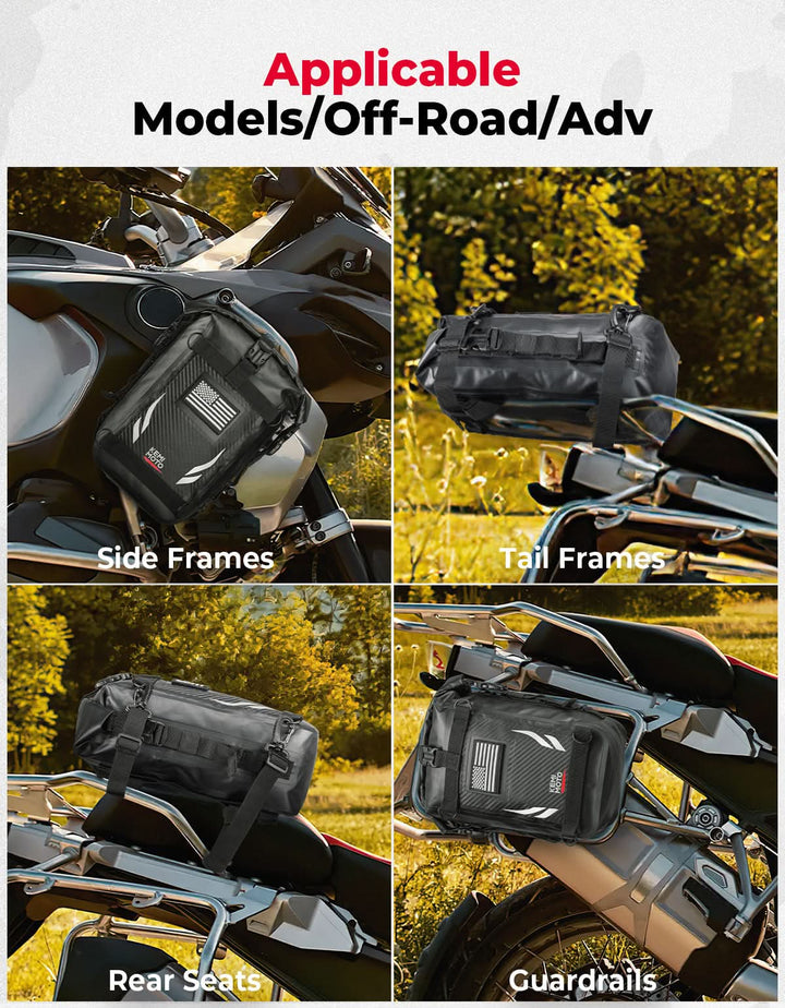 Universal Waterproof Motorcycle Tail Bag for Dirt Bike Adventure 6.5L Grey