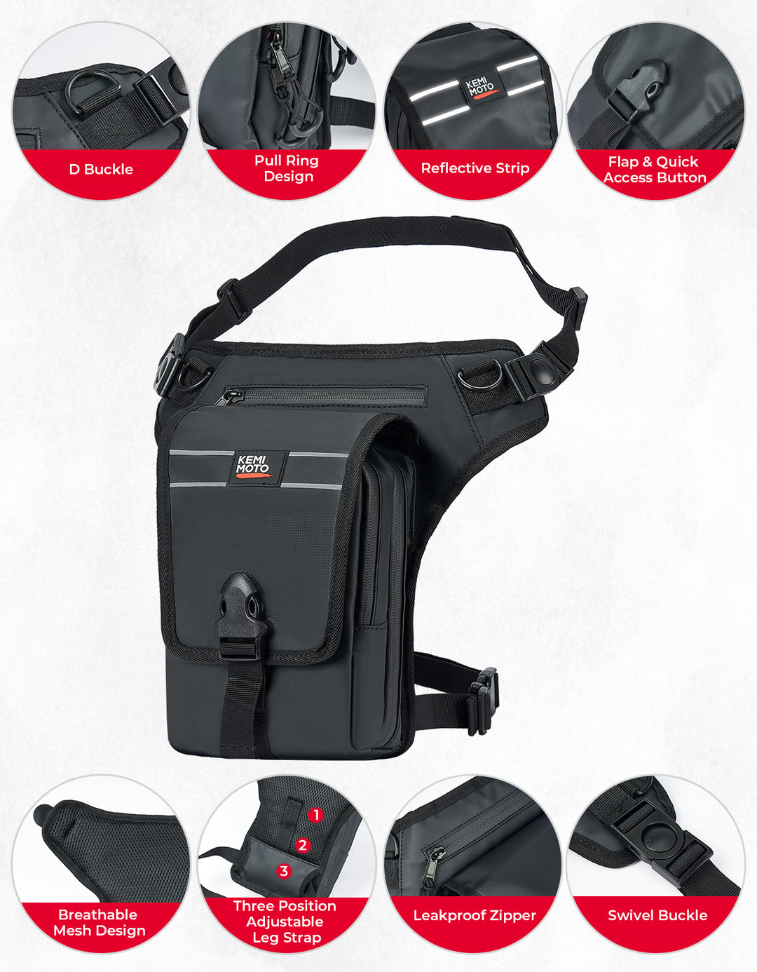 Motorcycle Leg Bag, 2.3L Capacity