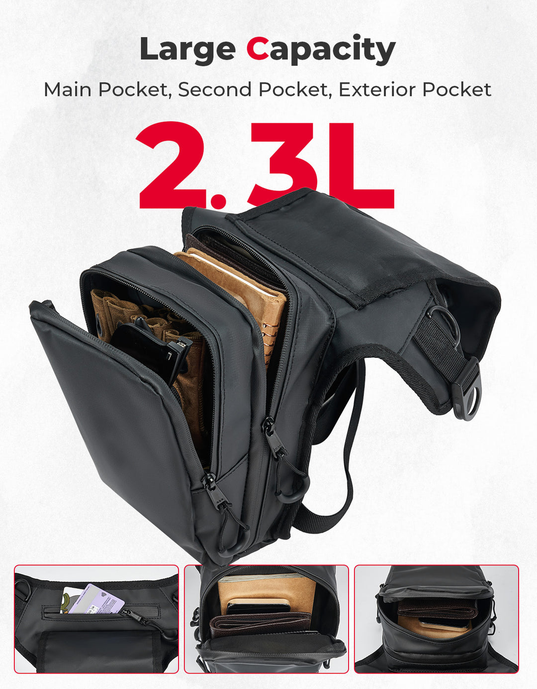 Motorcycle Leg Bag, 2.3L Capacity