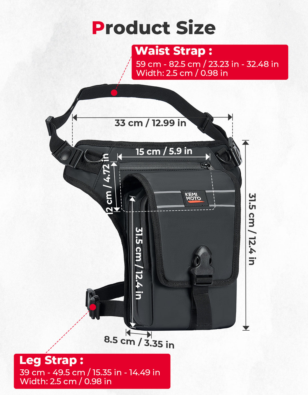 Motorcycle Leg Bag, 2.3L Capacity