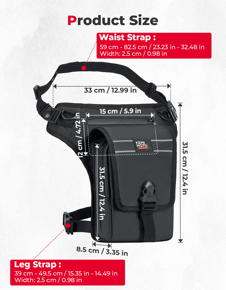 Motorcycle Leg Bag, 2.3L Capacity