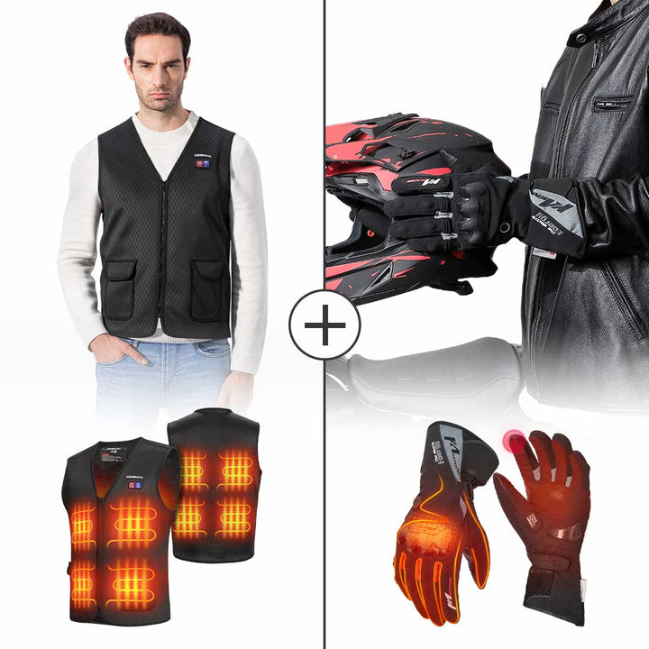 Winter Heated Vest & 7.4V Heated Gloves - Kemimoto