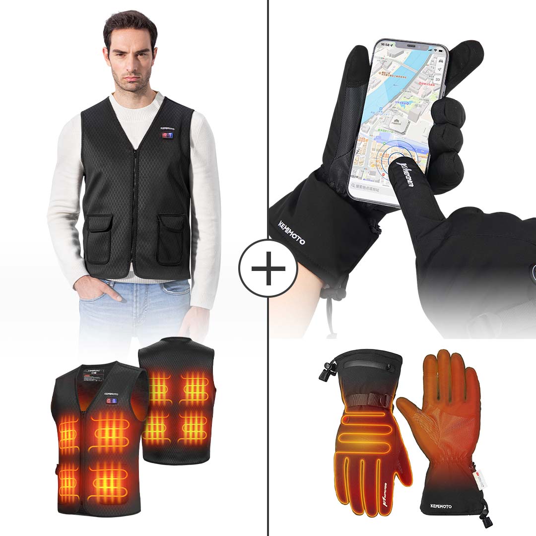 Winter Heated Vest & Snowmobile Heated Gloves - Kemimoto