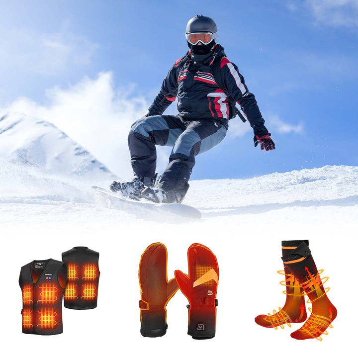 Winter Heated Vest & Heated skiing gloves & Heated Socks - Kemimoto