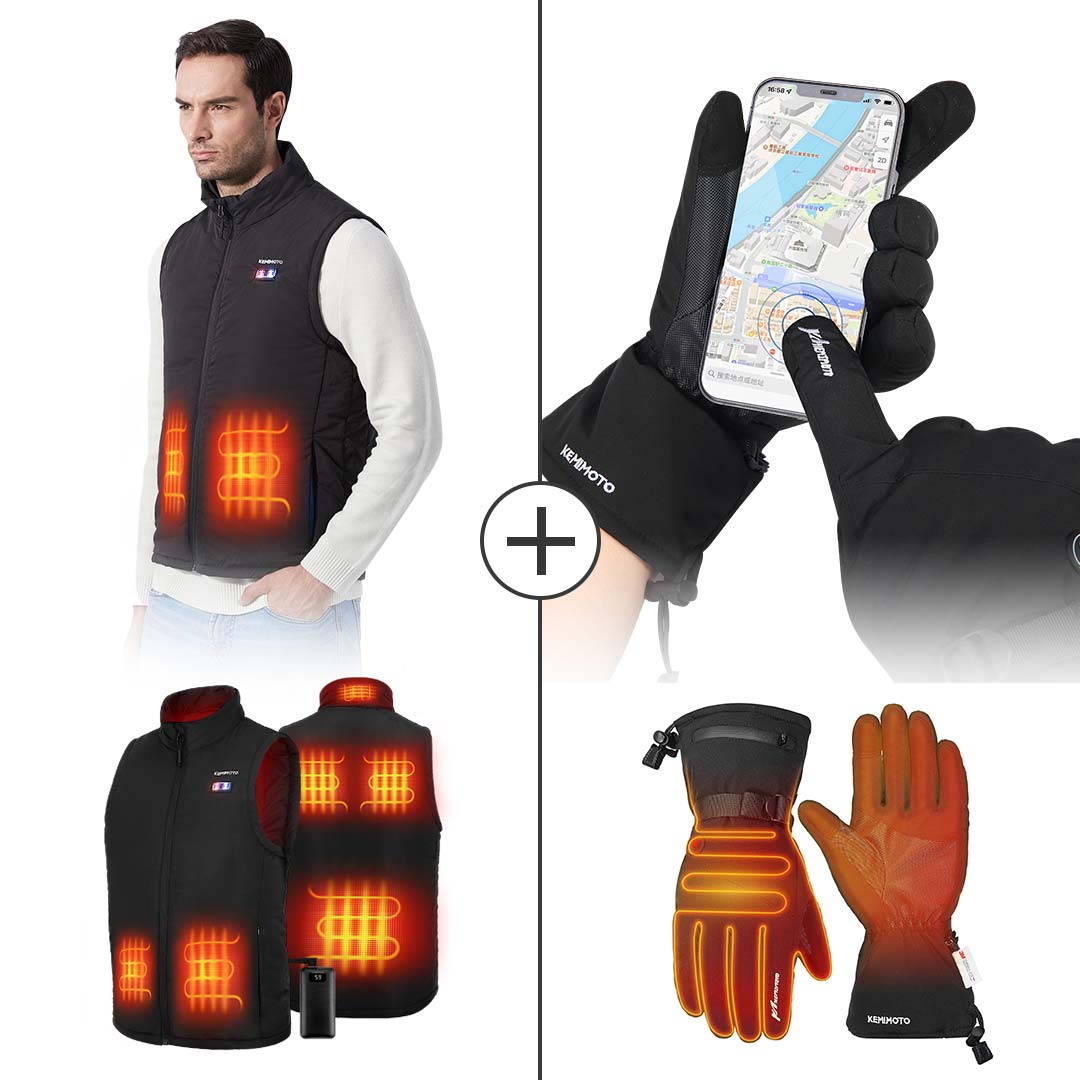 Classic Heated Vest & Snowmobile Heated Gloves - Kemimoto