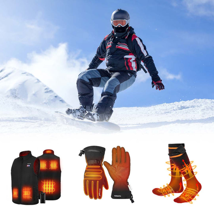 Classic Heated Vest & Snowmobile Heated Gloves & Unisex Heated Socks - Kemimoto