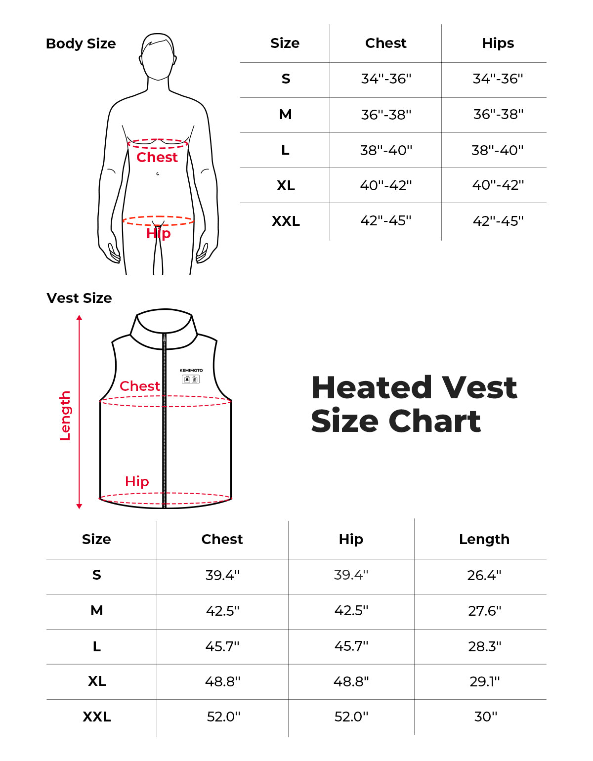 Man's Heated Vest With Heated Hood - Black - KEMIMOTO