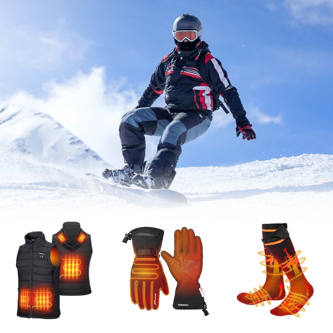 Hooded Heated Vest & Snowmobile Heated Gloves & Unisex Heated Socks - Kemimoto