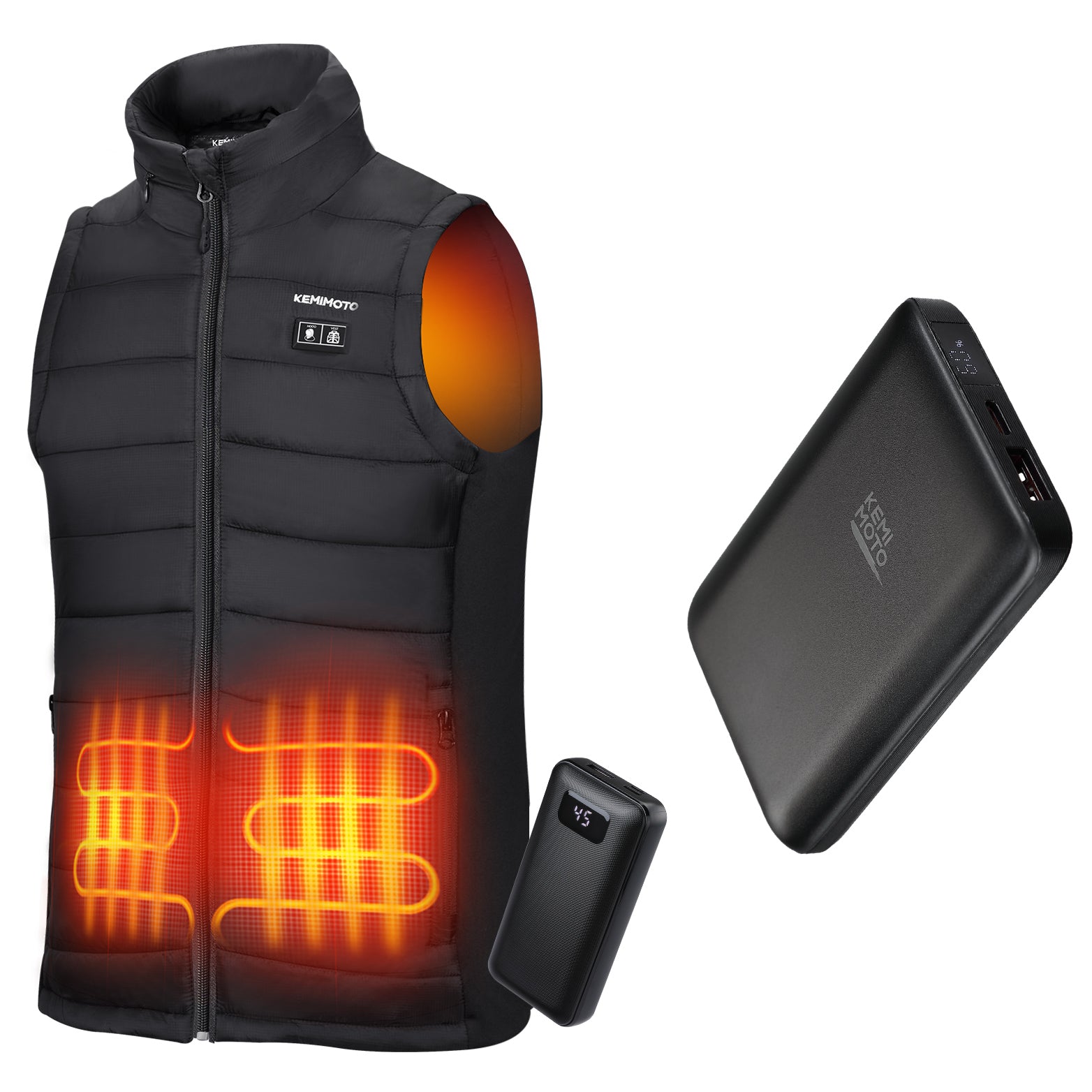 Heated Vest With Heated Hood & 5V 10000mAh Battery Pack