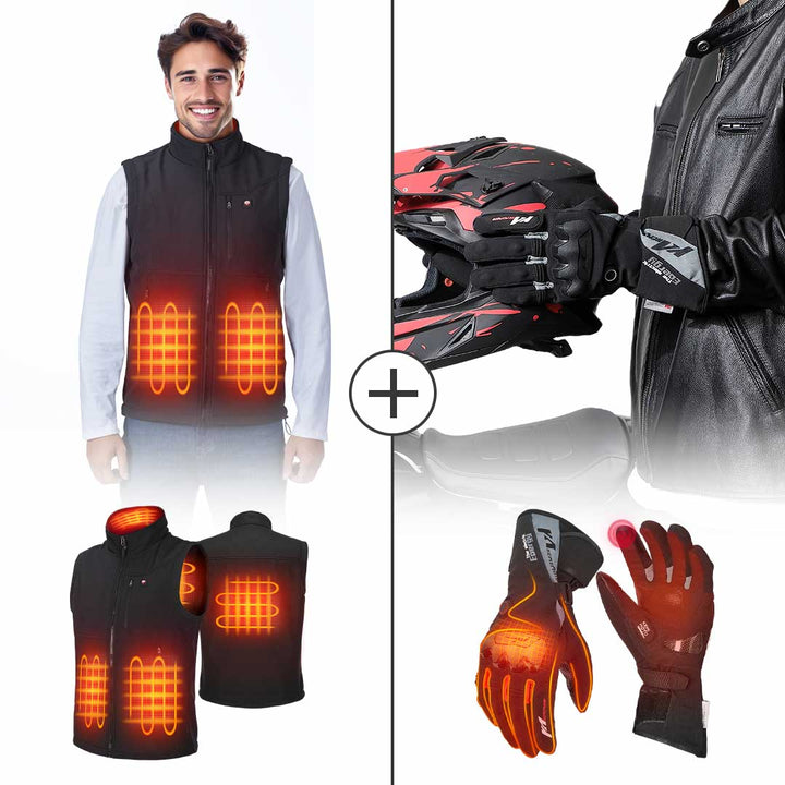 Heated Vest by APP Temp Control & 7.4V Heated Gloves - Kemimoto