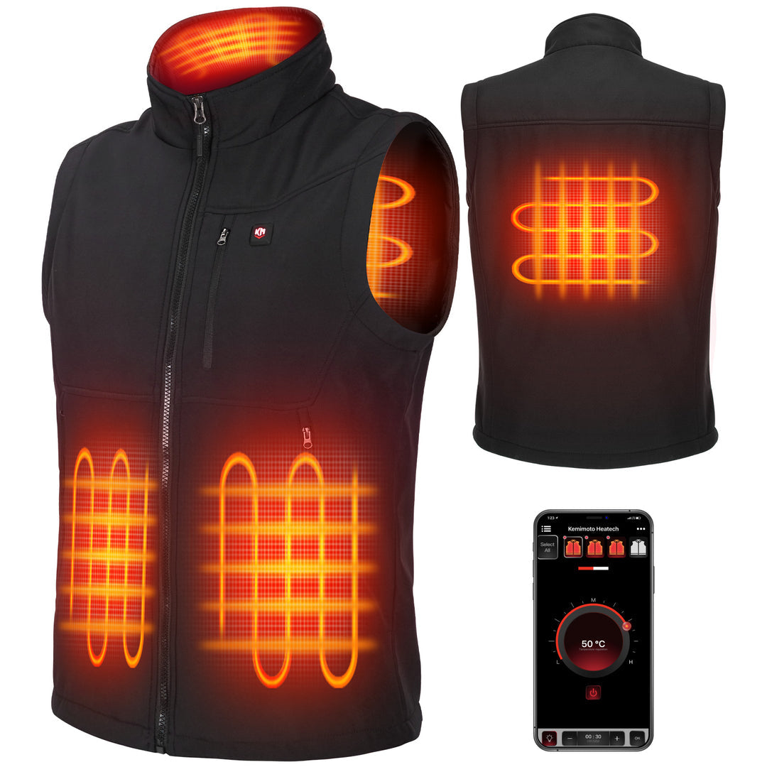 Heated Vest by APP Temp Control & Snowmobile Heated Gloves - Kemimoto