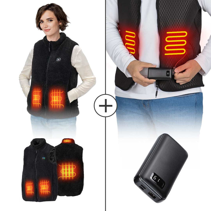 Fleece Heated Vest & 5V Rechargeable Battery - Kemimoto